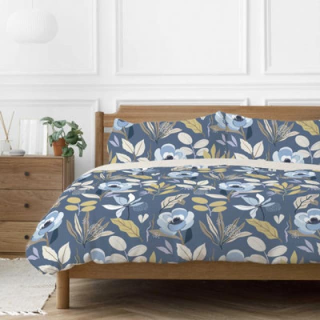 Copenhagen Home Mia Floral Single Duvet Cover Set With Pillowcases - Blue