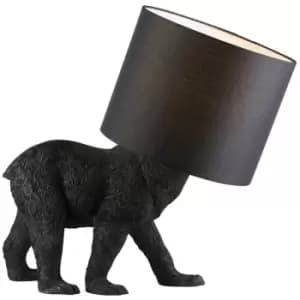 Endon - Barack Bear Base & Shade Table Lamp Matt Black & Black Fabric