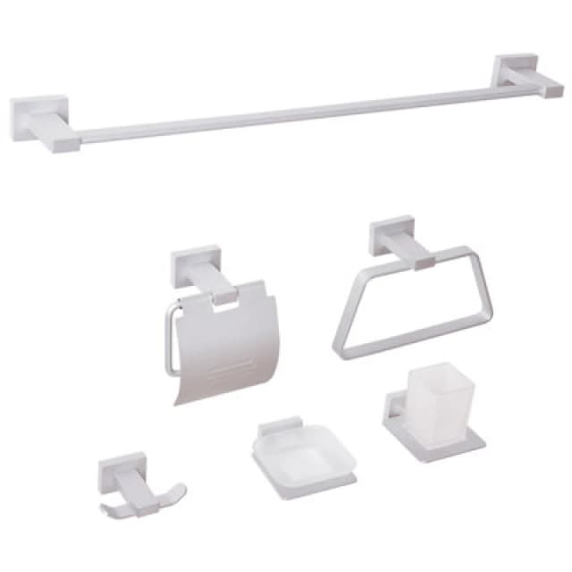 Beliani 6 Piece Bathroom Hardware Set Riohacha With Towel Bars And Hooks Silver