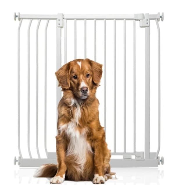 Bettacare Extra Tall Elite Dog Gate, 89Cm - 98Cm, Matt White, Extra Tall 96.8Cm In Height, Pressure Fit Pet Gate