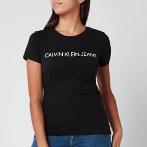 Calvin Klein Jeans Womens Institutional Logo Slim Fit T-Shirt - CK Black - XS