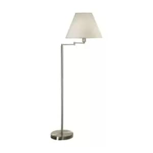 Hilton Lifestyle Fabric Tapered Shade Floor Light Matt Nickel, 1x E27