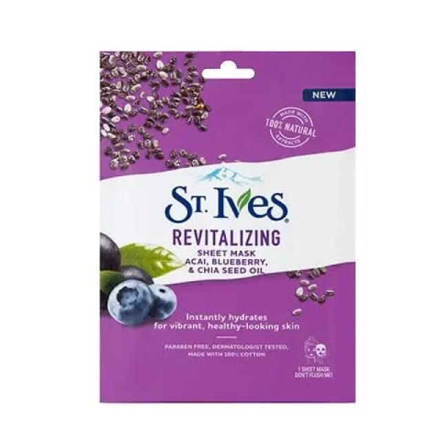 St. Ives Revitalising Sheet Mask - Acai, Blueberry & Chia Seed Oil