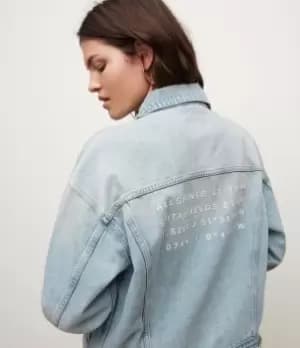 AllSaints Womens Address Charlie Denim Jacket, Indigo, Size: 12
