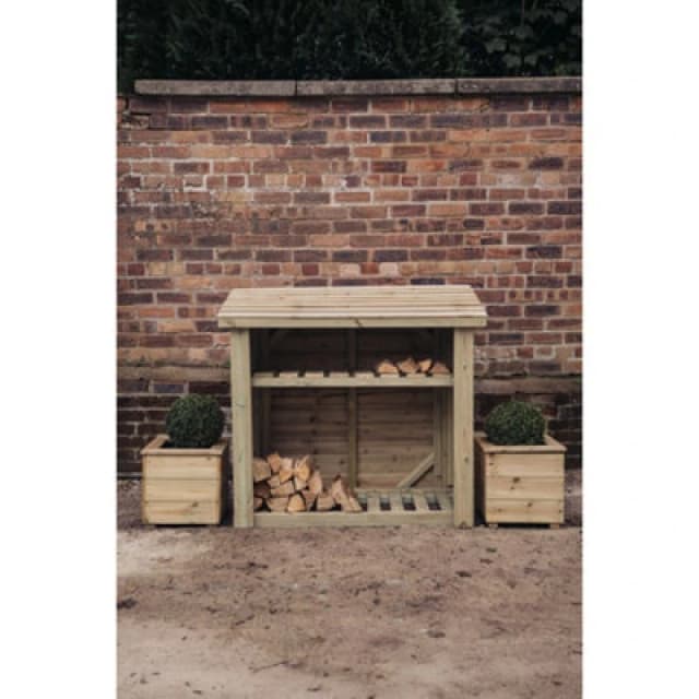 Churnet Valley Garden Furniture Ltd 4 X 4 Feet Log Store With Kindling Shelf - Timber - L65 X W131.5 X H118cm - Partially Assembled