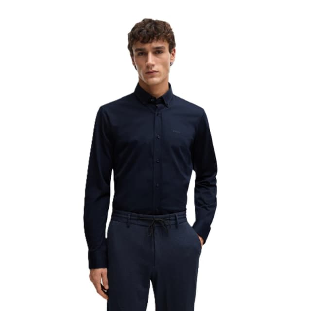 Boss Mens Long Sleeve Oxford Shirt Blue male 15.7 inch