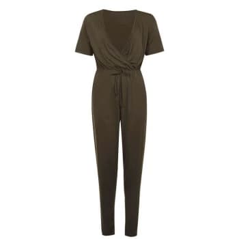 Miso Wrap Jumpsuit with Tie Waist Detail - Khaki