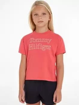 Tommy Hilfiger Girls Tommy Hilfiger Stitch Short Sleeve T-Shirt - Laser Pink, Size Age: 10 Years, Women