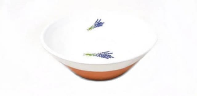 Verano Spanish Ceramics Lavender Hand Dipped Plant Ceramic Kitchen Dining Salad Bowl (D) 23cm x (H) 8cm White
