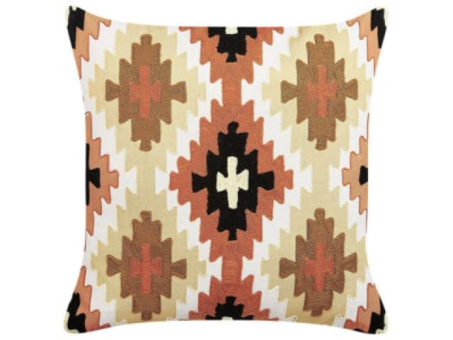 Beliani Throw Cushion Serampore Cotton 50 X 50 Cm Multicolour Geometric Pattern