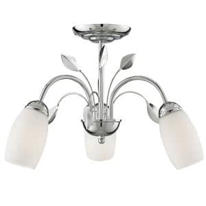Searchlight Lighting Collection Jade 3-Light Semi-Flush Ceiling Light - Chrome