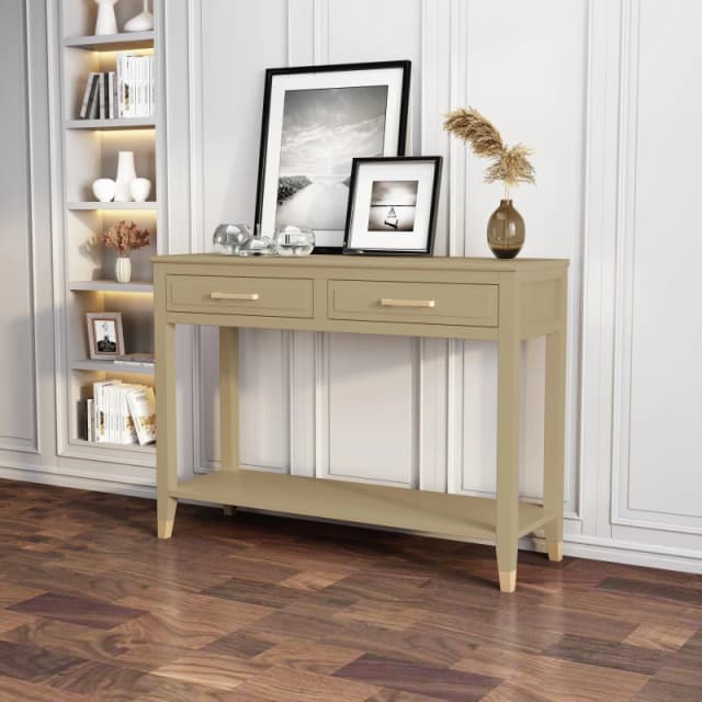 Cabinet Bits Palazzi 2 Drawer Console Table in Light Beige Light Beige Unisex