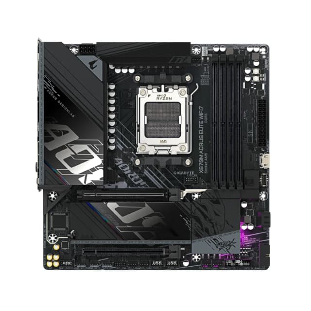 Gigabyte Gigabyte X870M AORUS ELITE WIFI7 Motherboard - Supports AMD Ryzen 9000 CPUs, 14+2+2 Phases Digital VRM, up to 8200Hz DDR5 (OC), 1xPCIe 5.0 +