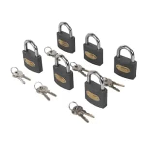 Silverline Iron Padlock Keyed Alike 6pk 50mm 407238
