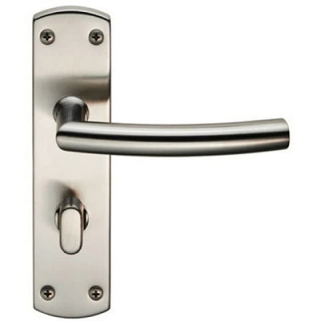 Loops Arched Lever on Bathroom Backplate Door Handle Thumbturn Lock Satin Steel Metallics