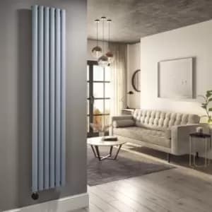 Light Grey Electric Vertical Designer Radiator 2kW with WiFi Thermostat - H1800xW354mm - IPX4 Bathroom Safe