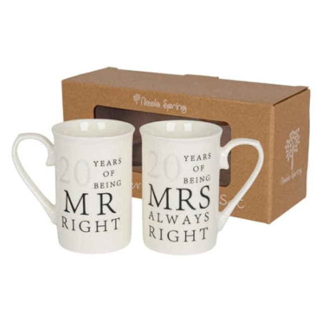 Nicola Spring 2Pc 20th Anniversary New Bone China Mug Set - 300Ml