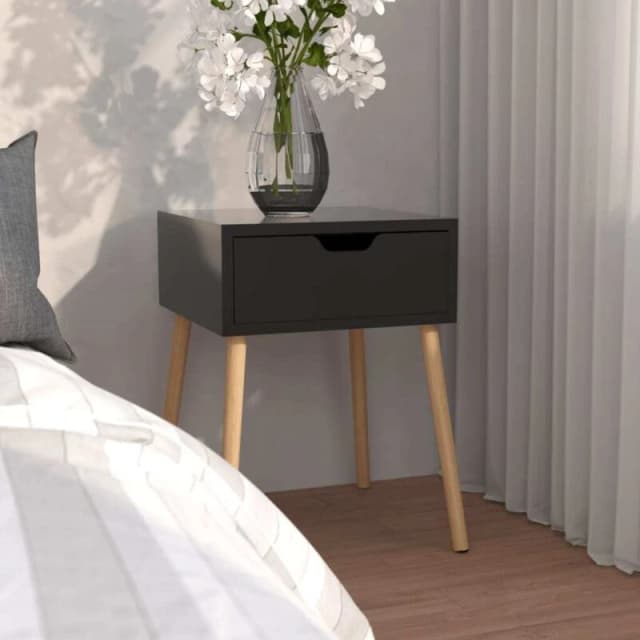 VIDAXL Bedside Cabinet High Gloss Black 40x40x56cm Engineered Wood Vidaxl 8720286344071