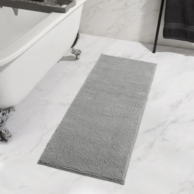 OHS OHS Chenille Bath Mat Noodle Absorbent Non-Slip Soft Shower in Grey Grey One Size Unisex 5027434169474