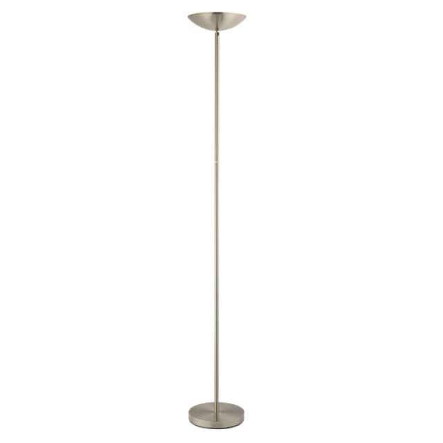 Happy Homewares Modern LED Uplighter Metal Floor Lamp with Memory Dimmer Button in Metallic Silver Metallic Silver Unisex