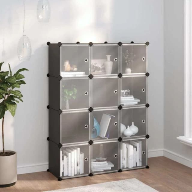 VIDAXL Vidaxl - Storage Cube Organiser with 12 Cubes and Doors Black pp 8720286849590