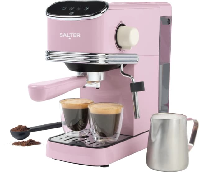 Salter Retro Espresso Coffee Machine - Pink - EK6185PNK, Pink