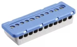 Entrelec 11 Way Non-Fused Terminal Block, 6 mm, 16 mm, 100A, Clip Mount, 6 mm, 16 mm, Screw Terminals, Nylon
