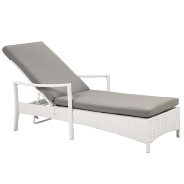 Beliani Sun Lounger With Cushion Vasto Reclining Pe Rattan White