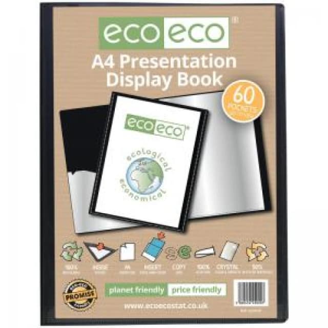 Eco Eco 50% Recycled Presentation Display Book 60 Pockets A4 Black eco020-S