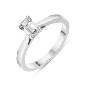 Platinum Diamond Emerald Cut Solitaire Ring