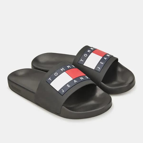 Tommy Jeans Womens Leather Slider Sandals - UK 3 Black Sandals female EN0EN02115 3