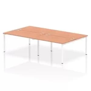 Impulse Bench B2B 4 Person 1400 White Frame Office Bench Desk Beech
