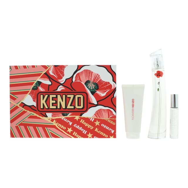 Kenzo Flower by Kenzo La Recolte Parisienne Gift Set 75ml Eau de Parfum + 10ml Eau de Parfum + 75ml Body Lotion