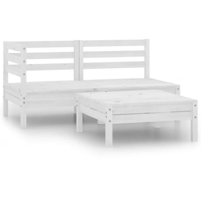 VIDAXL 3 Piece Garden Lounge Set Solid Pinewood White Vidaxl 8720286659120