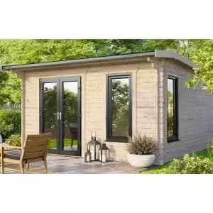 Power Sheds 14 x 14ft Left Hand Door Apex Notched Logs Log Cabin