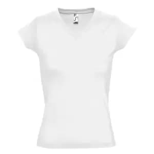 SOLs Womens/Ladies Moon V Neck Short Sleeve T-Shirt (L) (White)
