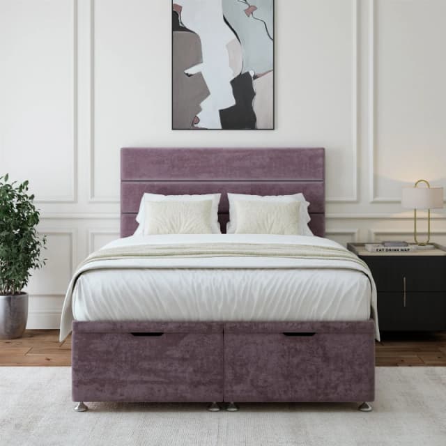 Bedmaster Bedmaster Luxury Velvet Ottoman Divan Base And Lined Headboard in Mauve Size: Super King Mauve Super King Unisex 7867868931012