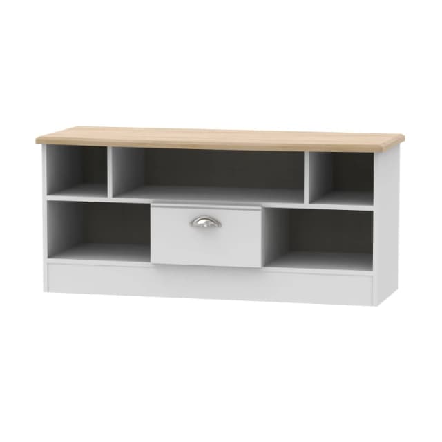 Albert 1 Drawer TV & Media Unit In Grey Matt & Oak (Ready Assembled)