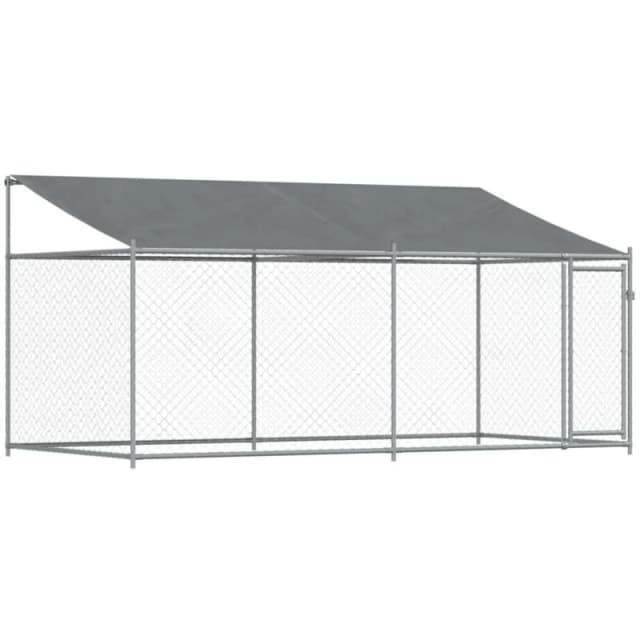 VIDAXL Dog Cage with Roof and Door Grey 4x2x2 m Galvanised Steel Vidaxl 3209568