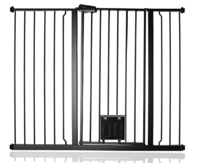 Bettacare Pet Gate With Lockable Cat Flap, 120.3Cm - 127.9Cm, Black, 104Cm In Height