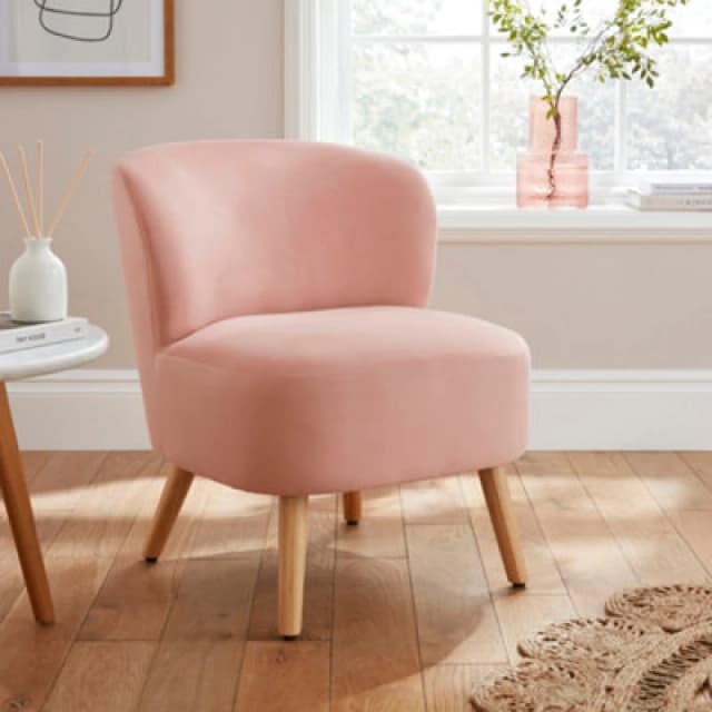 GFW Evie Blush Pink Velvet Fabric Accent Chair