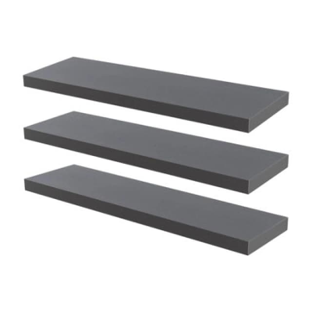 Harbour Housewares Modern Floating Wall Shelves - 80cm - Pack of 3 Grey