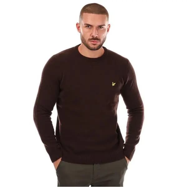 Lyle and Scott Crew Neck Lambswool Blend Jumper - Green XS