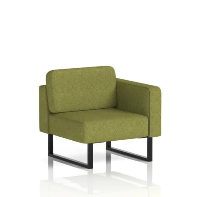 Brixworth Modular Seating Left Unit with Black in Rivet Fabric - Olive