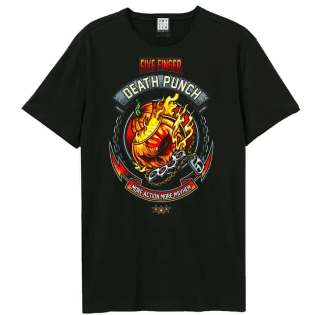 Amplified Amplified Men Fire Five Finger Death Punch Halloween T-Shirt in Black Size: X-Small Black XS Male 5063806980810