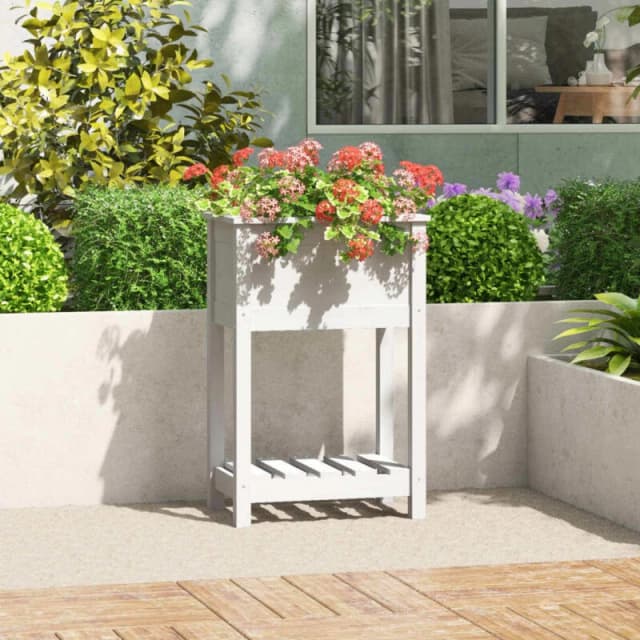 VIDAXL Planter with Shelf White 54x34.5x81cm Solid Wood Pine Vidaxl 8720845677350