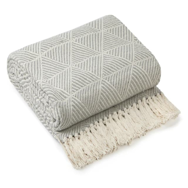 Emma Barclay Throw Blanket Cotton Scandi Zahra Silver unisex 127x152cm