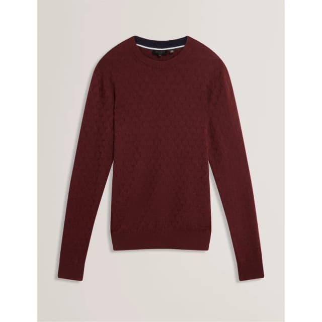 Ted Baker Mens Stitch Crew Neck Knitted Top Maroon male S (2)