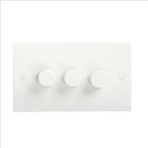 KnightsBridge 40-400W White 3G 2 Way 230V Electric Dimmer Switch Wall Plate