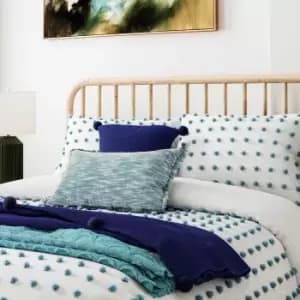 Helena Springfield Tufted Spot Kingsize Duvet Cover Set, Blue/White
